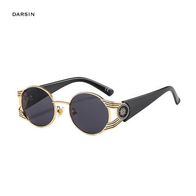 China 2021 Fashion DARSIN Sunglasses Eyewear 2021 High Quality Hip Hop Steampunk Round Metal Frame Shading Sun Glasses for sale