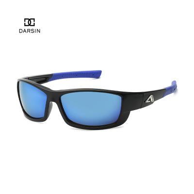 China Wholesale Custom Sports Sunglasses DARSIN Factory Sale Rectangle Frame Hot Blue Mirrored Polarized Sunglasses Men for sale