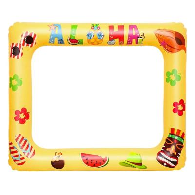 China Plastic Inflatable Picture Frame Aloha Photo Booth Props Selfie Picture Frame Explosion For Pool Party Carnival Summer Beach Gifts for sale