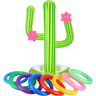 China Bath Toy Inflatable Cactus Ring Toss Game Set Floating Swimming Ring Toss for Fiesta Party Pool Game for sale