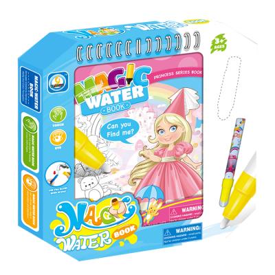 China Princess World Magical Water Painting Book Paper Reusable Coloring Drawing Book With Water Pen Toys For Kids for sale