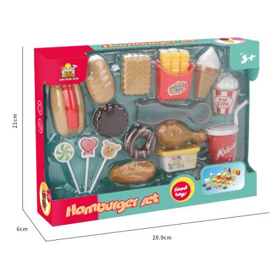 China High Quality Plastic Tableware Toys Pretend Play Kitchen Set Fast Food Hamburger Toys for sale