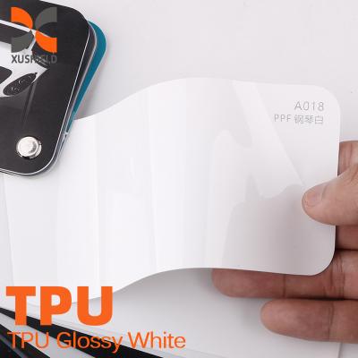 China 1.52x15m TPU Glossy white Vinyl Air Bubble Free Wrapping Glossy Sky Grey Paint Protection Smart Tint PPF Car Color Changing Film TPU tph PPF color for sale