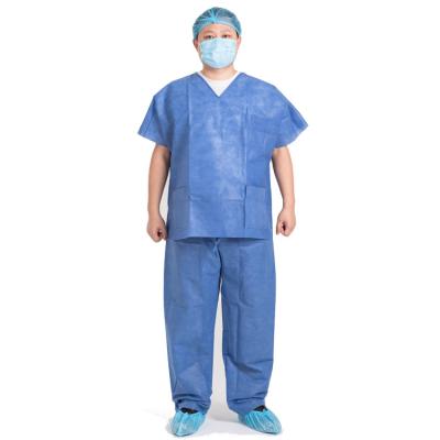 China Nonwoven Breathable Medical Disposable SMS Scrub Suits Scrubs Set Doctor Nurse Uniform for sale