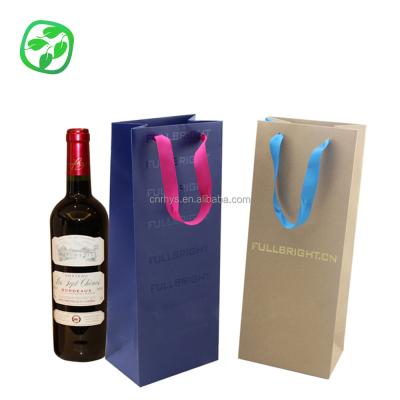 China Recyclable Wholesale Wine Kraft Paper Promotion Bag Bottle , Bottle Paper Bag Printed for sale