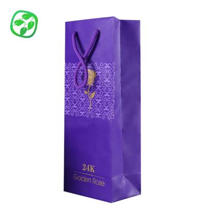 China Factory Wholesale Recyclable And Recyclable OEM Paper Bag Bottle Bag Eco - Friendly Tote Bag For Wine for sale