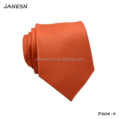 China Hot Sale Solid Color Men's Formal Custom Orange 100% Polyester Woven Ties for sale