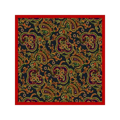 China Custom Printing Mens Handkerchief Polyester Printed Paisley Pocket Squares 32cm for sale