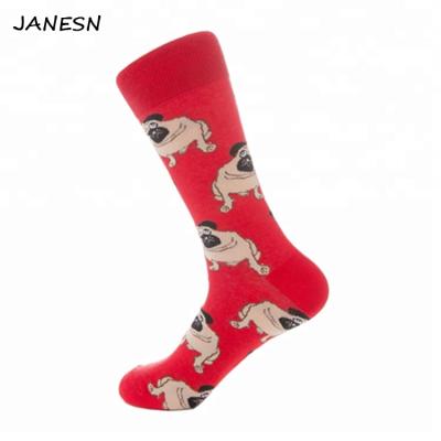 China Antibacterial Fine Casual Design Pattern Dog Appearance Socks Men Muti-color Happy Dress Socks for sale