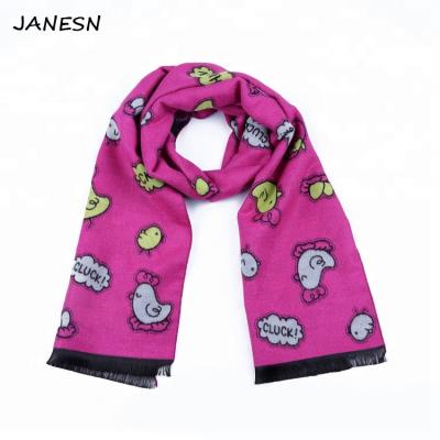 China 25% 75% Viscose Polyester Viscose Lovely Kids Long Warm Winter Knit Cartoon Scarves For Boys Girls Children Woven Scarves for sale