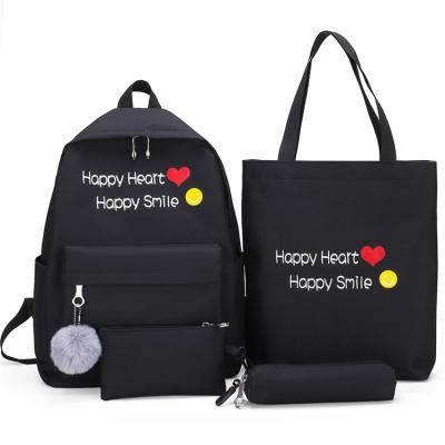 China Factory wholesale waterproof canvas backpack color print school student ladies school backpack bag set custom for sale