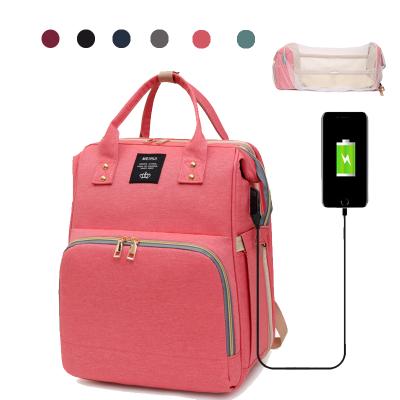 China With USB Stretching Custom Waterproof Foldable Baby Mosquito Net USB Station Travel Changing Slepping Backpack With Bed for sale