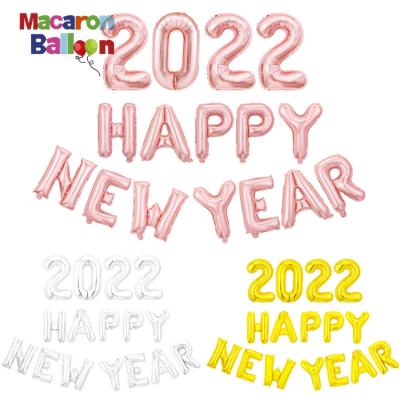 China 16 Inch Eco-friendly 2022 Happy New Year Letter Foil Balloon Set New Year Party Decoration Supplies Y405 for sale