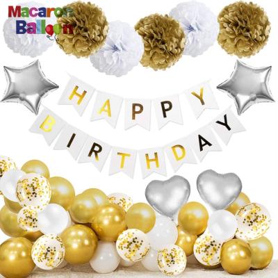 China Eco-Friendly Gold Happy Birthday Decorations Party Birthday Balloons Decorations For Men Women Y491-3 for sale