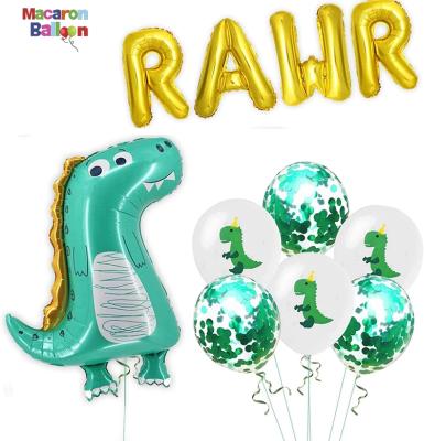 China Eco-Friendly Dinosaur Party Supplies Little Dino Themed Birthday Party Baby Shower Decorations RWAR Letter Foil Balloons Decor Set Y763 for sale