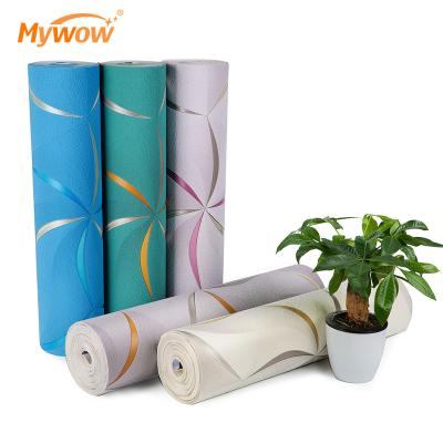 China Modern High Quality Waterproof+Moistureproof Suede PVC Wallpaper Cheap Wholesale Home Wallpaper For Living Room for sale