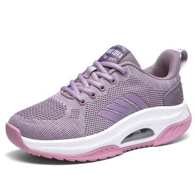 China Breathable Knitted Fabric Walking Style Shoes Cushioning Slip On Large Size Sports Shoes For Women for sale