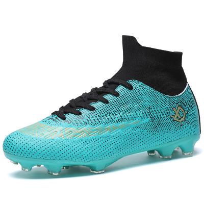 China Active Sports Factory FLYJA High Ankle Football Boots Custom PU Knitted Fabric Talla 32-45 Cleats Turf Futsal Sneakers Soccer Shoe For Outdoor for sale