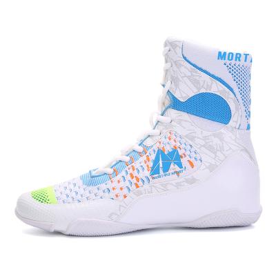 China Fashion Breathable Men Offer Fitness Professional High Quality Boxing Shoes Breathable Comfortable Durable Wrestling Boots Knit High Top for sale