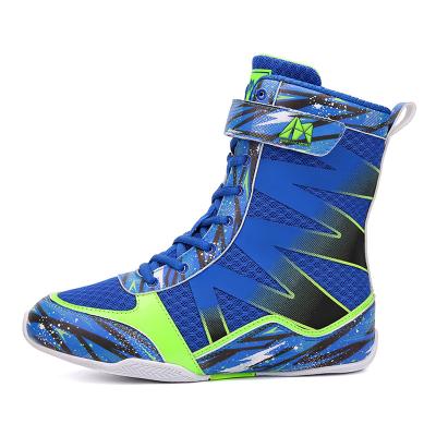 China Mesh Mid Calf Boxing Boots Breathable Breathable Lace Up Non Slip Comfortable Sports Wrestling Shoes 2022 New Design Kick Color for sale