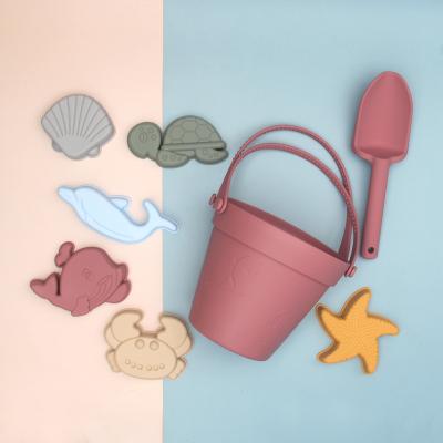 China Eco-friendly soft door silicone sand beach toys set for kids and toddler silicone bucket baby shovel Toy Set for sale