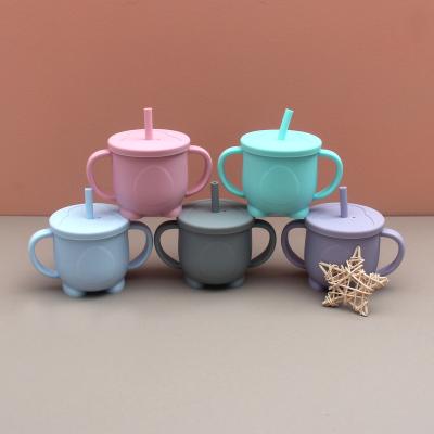 China 2021 Hot Selling Stocked Baby Silicone BPA Free Cup With Straw for sale