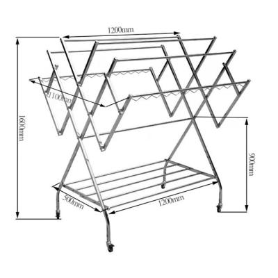 China Durable Customized Available Manufacturer Direct Balcony Mannequin Home Drying Rack Stainless Steel Movable Folding Floor Clothes Rack for sale