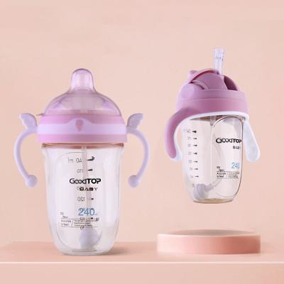 China Infant PPSU Wide Neck Baby Bottle BPA Free Silicone Feeding Bottle For Newborn Infant New Parents Anti Drop for sale