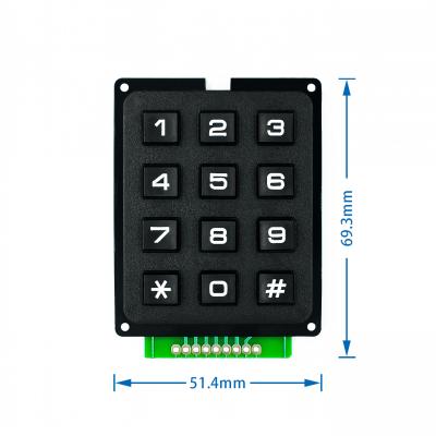 China 3*4 KEYPAD, 3X4 ARRAY SCM Plastic Keyboard Equivalent with MULTICOMP MCAK304NBWB n Matrix 12 Keypad 4x3 Keypad for sale