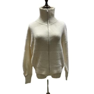 China Women Anti-wrinkle Long Sleeve Cardigan Sweater OEM ODM ODM Casual Knitwear With Zipper China Design for sale