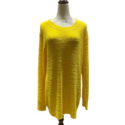 China Women O Neck Long Sleeve Anti-Wrinkle Slim Fit Sweater Yellow OEM ODM Custom Knit Casual Sweater For Ladies for sale