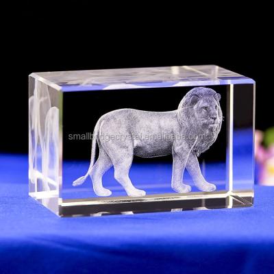 China Europe Crystal Lions International 3d Crystal Animal Customized Various Size Laser for sale