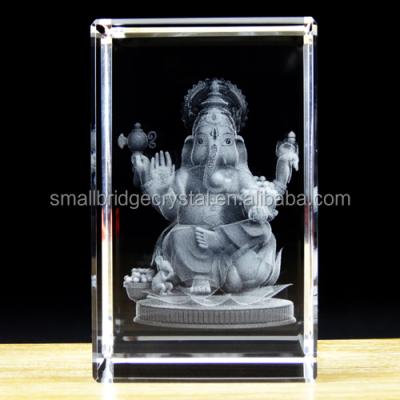 China Wholesale Hindu Gods Ganesh 3d Religious Laser Crystal Crafts from Europe for sale