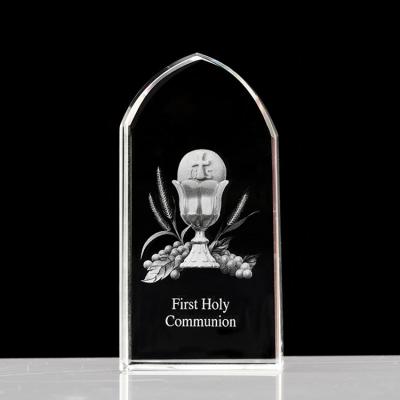 China Europe Customized First Holy Communion 3d Laser Engraving Crystal Baptism Gifts Crystal Craft For Religion Gifts for sale