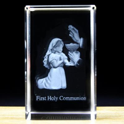 China Holy communion again in 3D design of China's first crystal crystal cube keepsake gift for sale