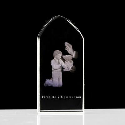 China All First Holy Communion 3d Laser Engraved Crystal Cube for Crystal Craft for sale