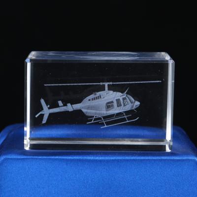 China China Wholesale K9 3d Laser Engraved Glass Crystal Helicopter For Souvenir Gifts for sale