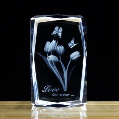 China All Tulip Butterfly Decorative Love 3d Crystal Flower Wholesale Laser for sale