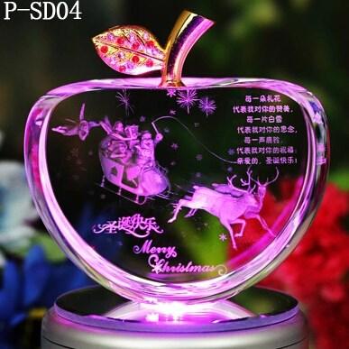 China All Hot Sale 3d Laser Crystal Apple Crystal Engraving Glass Christmas Gifts 3d for sale