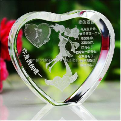 China All Wholesale Customized Crystal Shaped Gifts 3d Heart Laser Photo Frames for sale