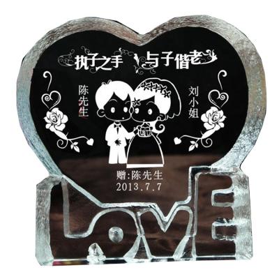 China Wholesale Wedding Photo Frames K9 Customized Pictures Laser Photo Frames Etched Crystal Wedding Gifts for sale