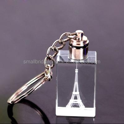 China High quality Europe customize k9 3d laser engraving lead glass crystal key chain for sale