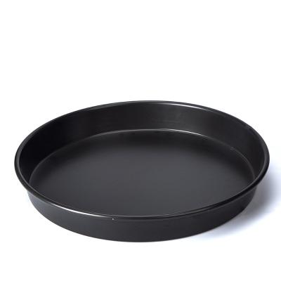 China Disposable OEM 12 inches Black Round Thickened Non-Stick Metal Carbon Steel Deep Dish Baking Mold Tray for sale