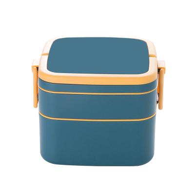 China 2021 Popular Color Customized Fashion Microwavable 2 Layer Lunch Box With Plastic Insert for sale