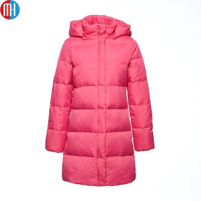 China Breathable Women Long Lean Feather Down Filled Jacket for sale