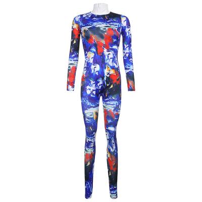 China New autumn and winter style women's casual hot fashion sports graffiti printing self-cultivation overalls yoga workout clothes that for sale