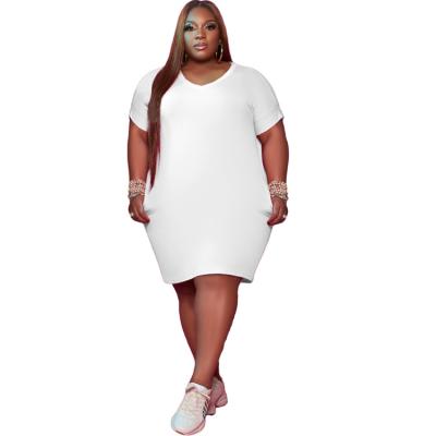 China 2021 Summer Women's Cute Solid Color Dry Cleaning Plus Size Casual Dress Wholesale for sale