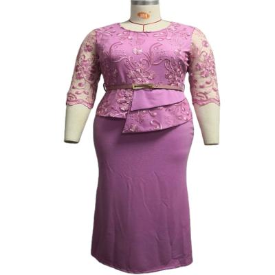 China Viable Wholesale New Autumn Style Lace Stitching African Women's Dress Long Skirt for sale