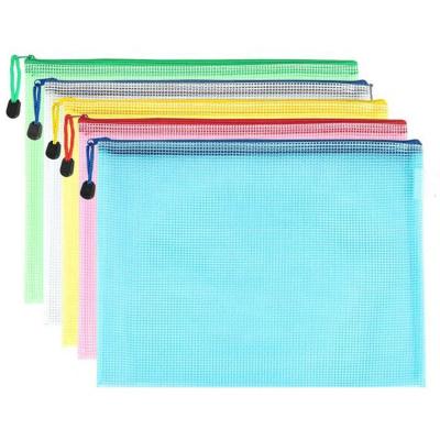 China All Inner Mesh PVC A4 Document Bag Transparent Waterproof Zipper Document Bag A4 Size A4 Document Bag for sale