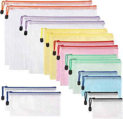 China PVC Waterproof Transparent Zipper Check Bag/Receipt Document/Invoice Inner Mesh With All Size Folder Plastic Bag for sale